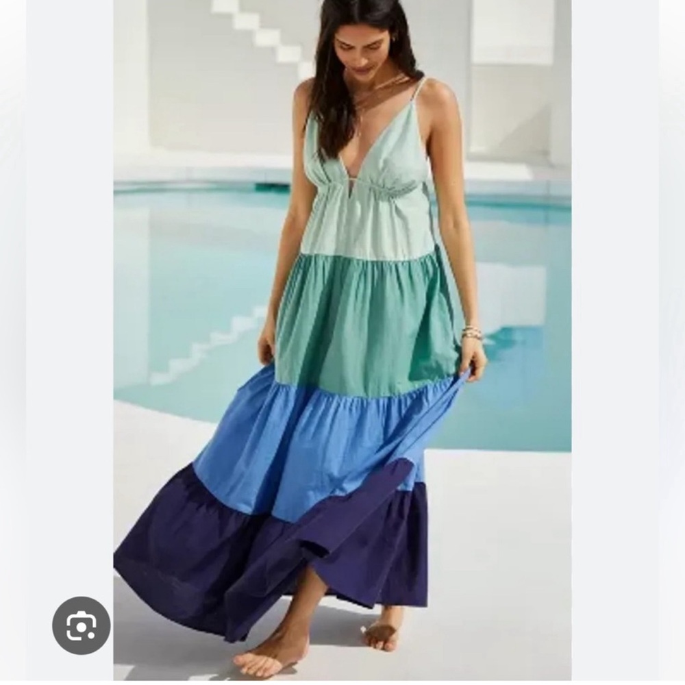 Anthropologie The Raya Colorblock Maxi Dress Women's Casual Tiered XS
